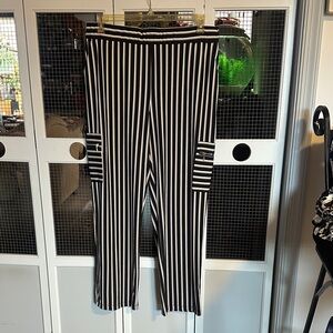 Robert Louis Black & White Vertical Stripe Straight-Leg Pants